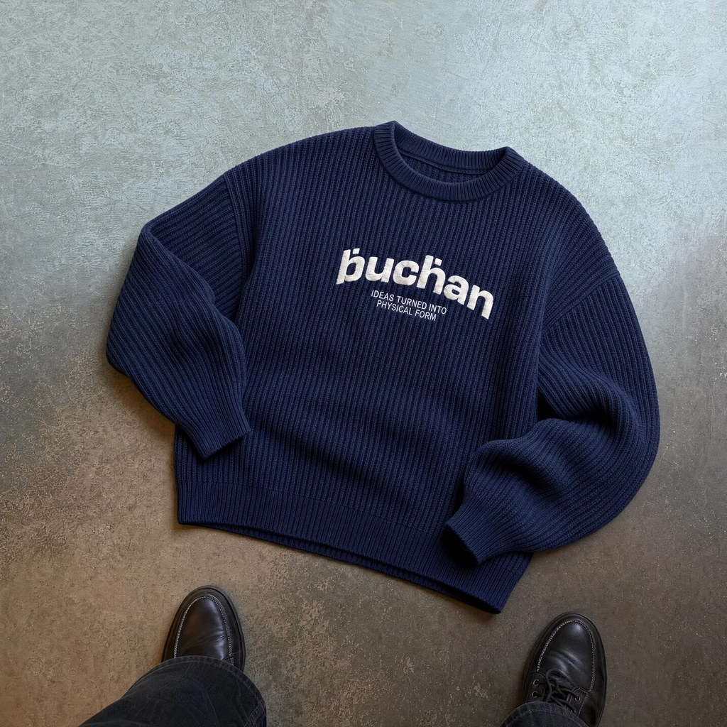 Ribbed Knit Sweater - Navy