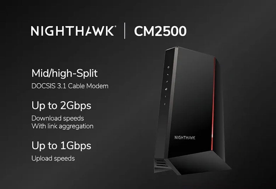 Netgear Nighthawk Mid/high-Split Multi-Gig Cable Modem - CM2500-100NAS - image 8