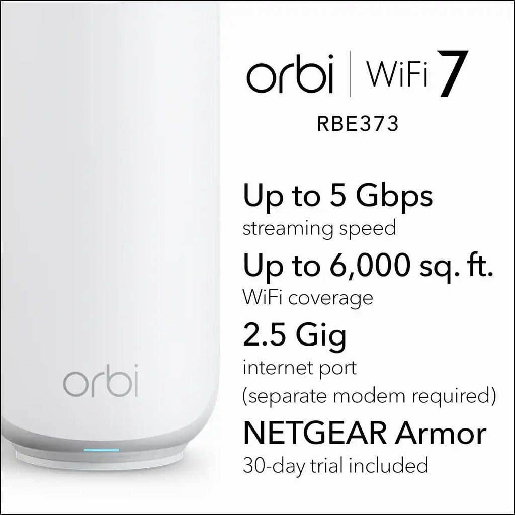 Netgear Orbi 370 Series Dual-Band WiFi 7 Mesh 3-Pack in Classic White - RBE373-100NAS - image 2