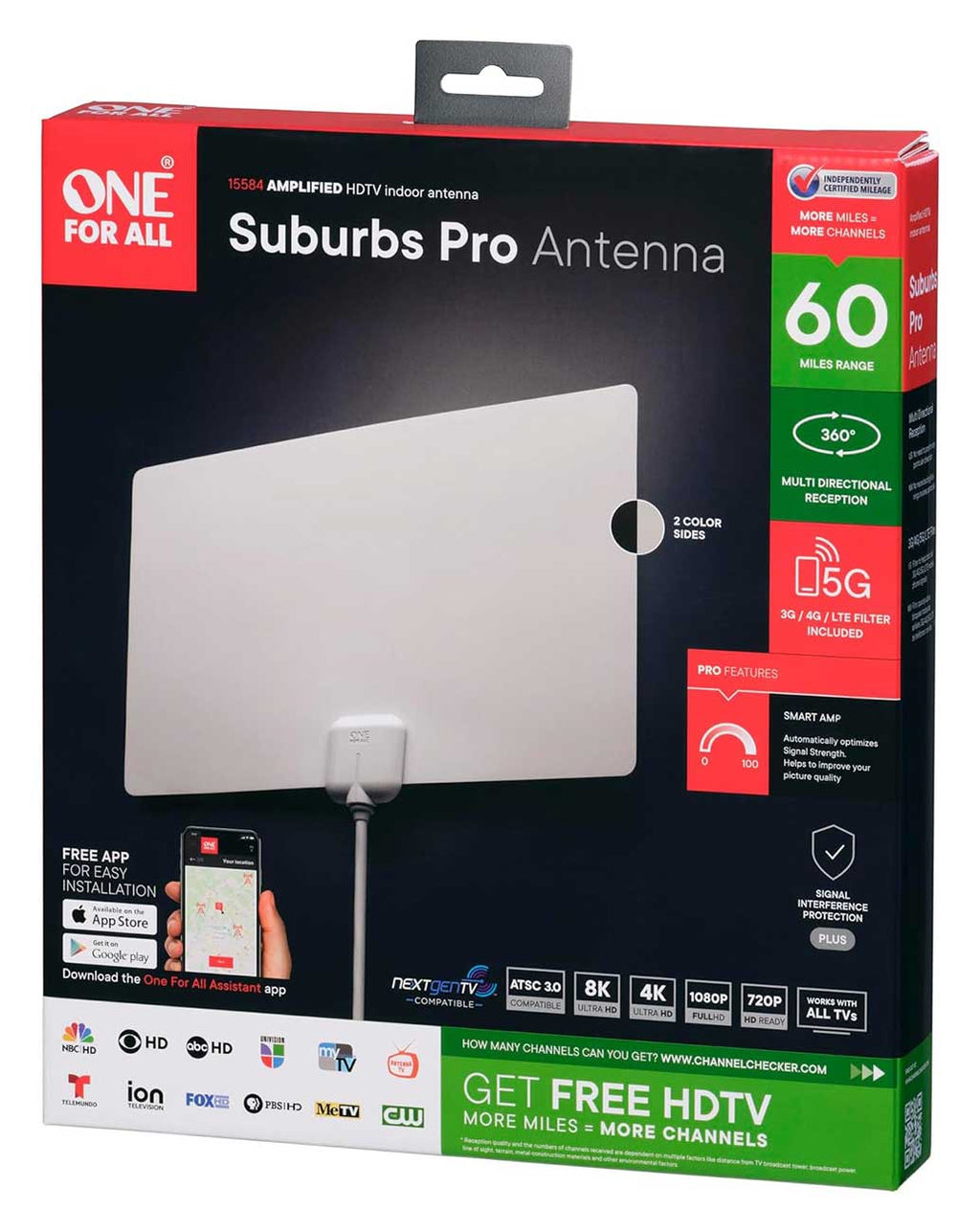 One For All Suburbs Pro Film Amplified Indoor Digital Antenna - 15584 - image 2