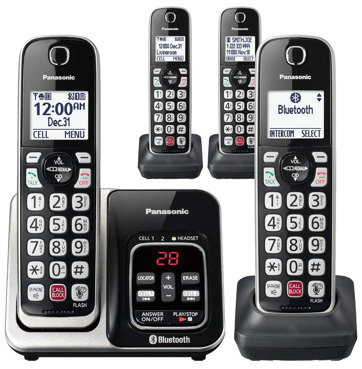Panasonic Link2Cell Cordless Phone with 4 Handsets in Silver - KX-TGD864S - image 1
