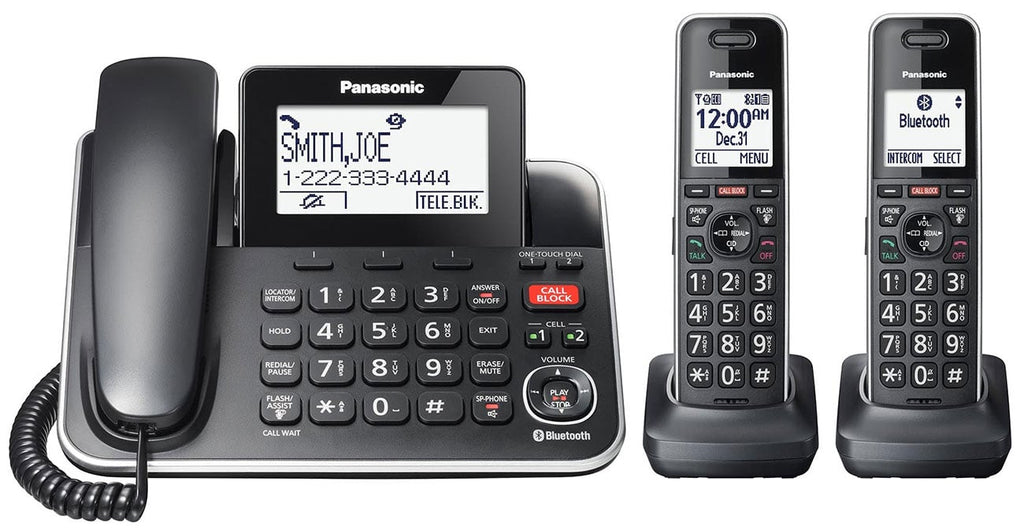 Panasonic KX-TGF882 Corded Phone with 2 Cordless Handsets in Black - KX-TGF882B - image 1