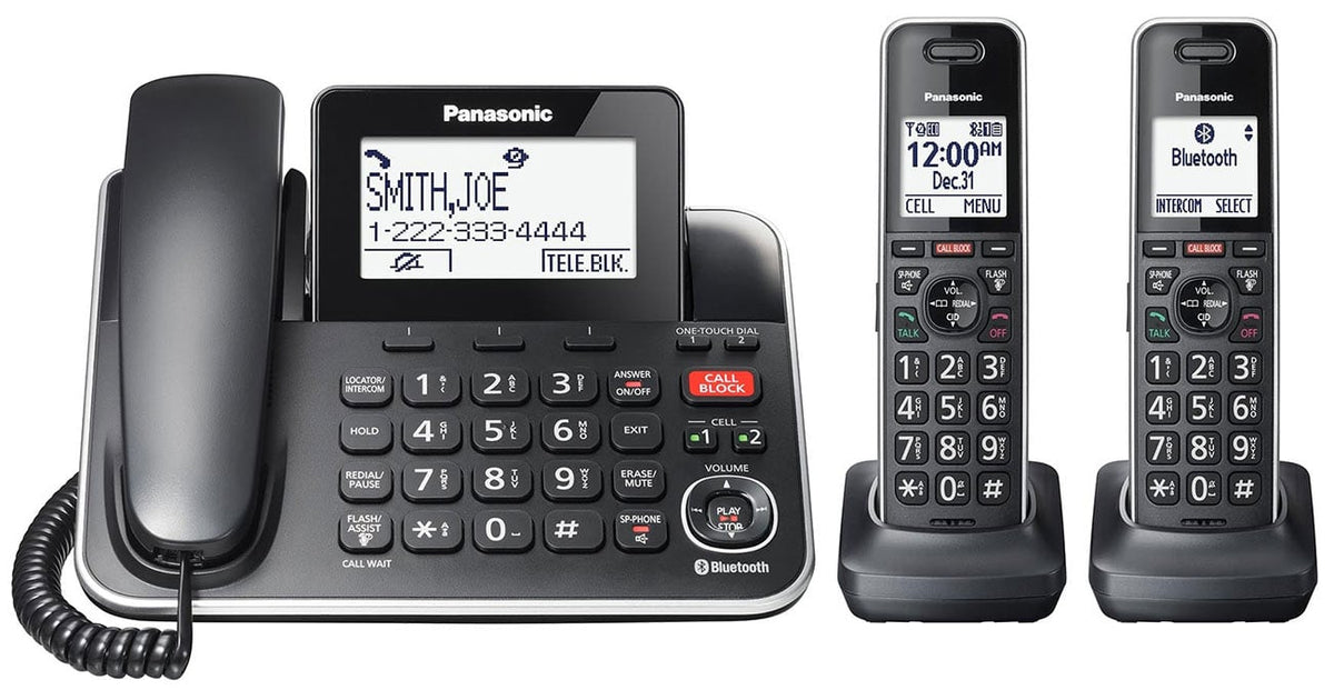 Panasonic KX-TGF882 Corded Phone with 2 Cordless Handsets in Black - KX-TGF882B - image 1