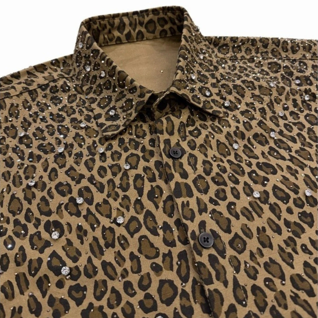 VYBES Leopard Short Sleeve Shirt