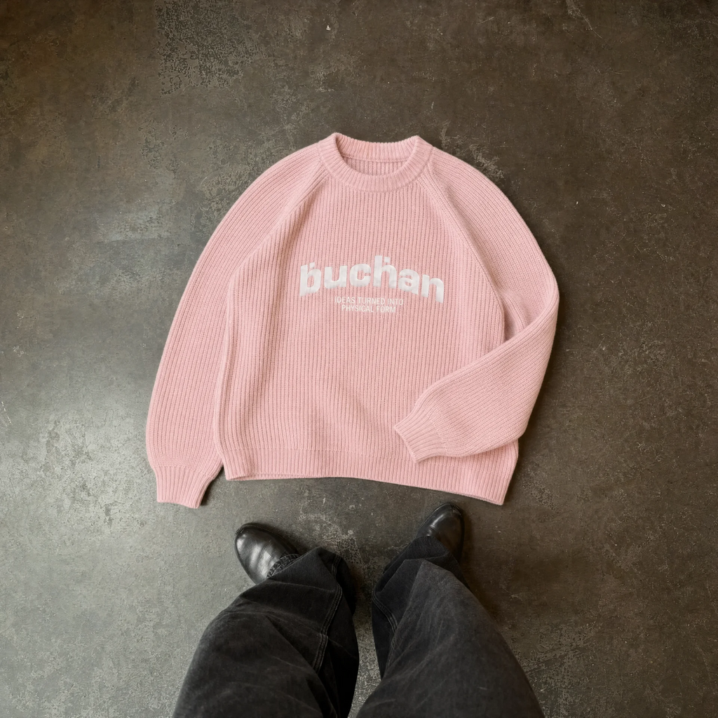 Ribbed Knit Sweater - Pink