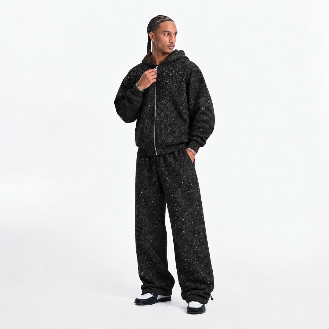 VYBES Black Leopard Sweatpants