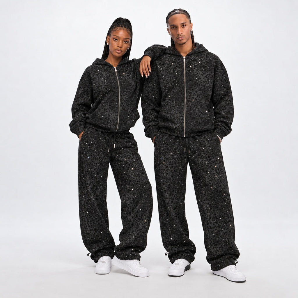VYBES Black Leopard Sweatpants
