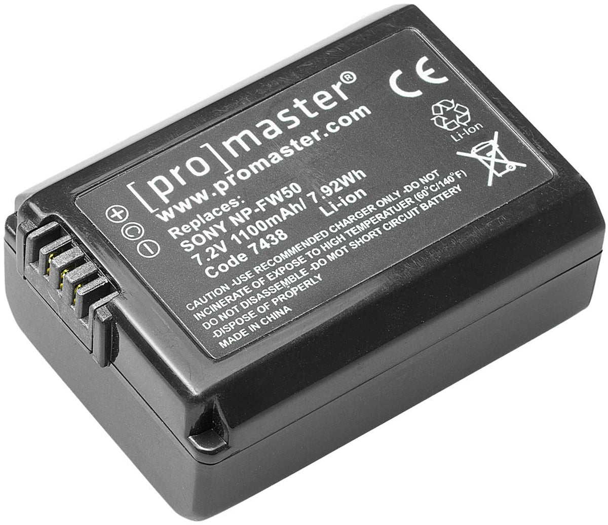 ProMaster Black NP-FW50 Xtrapower Lithium Ion Replacement Battery For Sony - PRO7438 - image 2