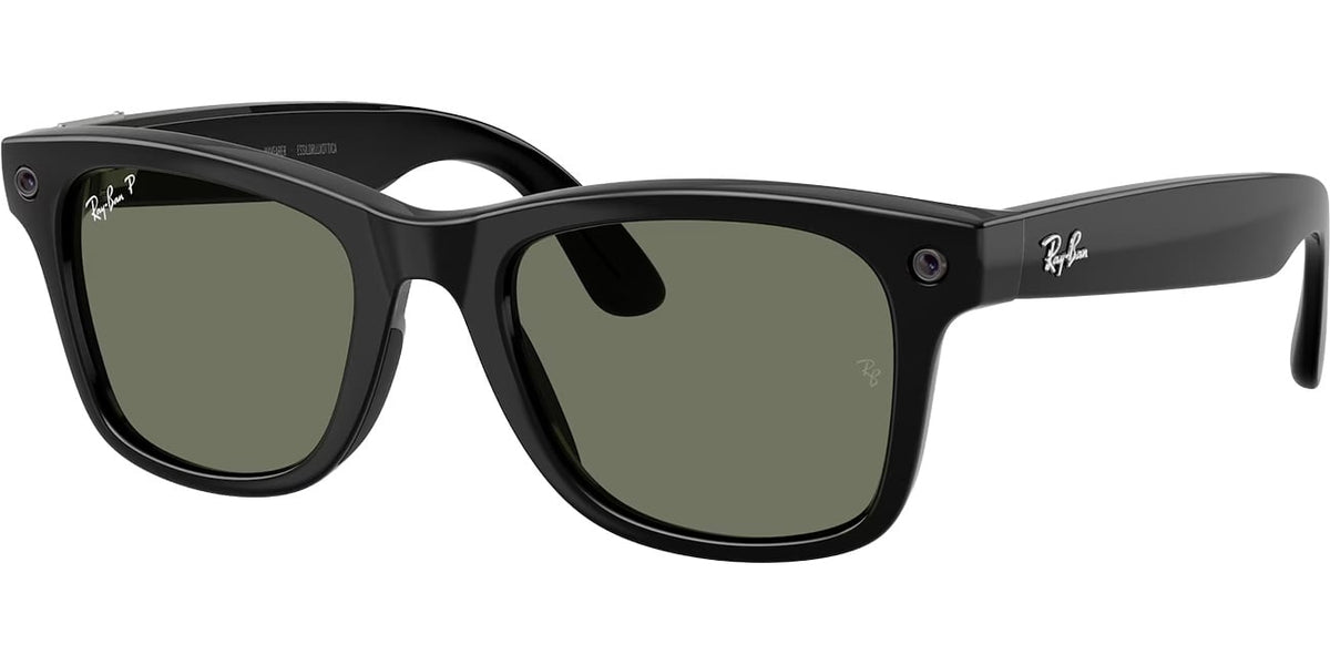 Ray-Ban Meta Wayfarer Sunglasses 53mm in Polished Black with Polarized G-15 Green Lenses - 0RW4011-601/9A - image 1