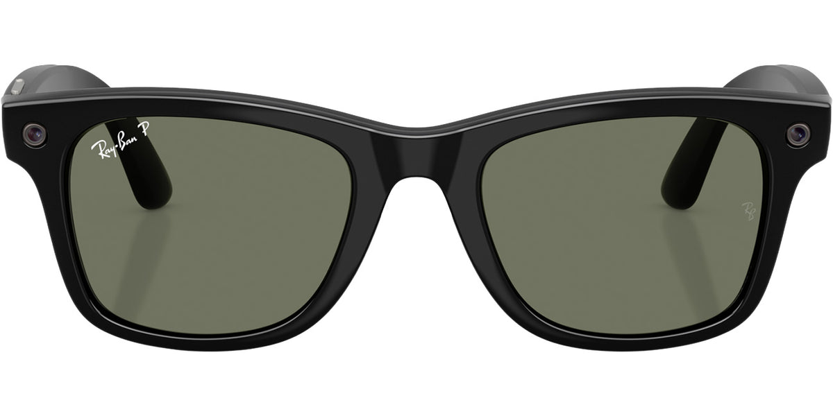 Ray-Ban Meta Wayfarer Sunglasses 53mm in Polished Black with Polarized G-15 Green Lenses - 0RW4011-601/9A - image 2