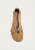 Rosalind suède ballerina's in zandkleurig leer