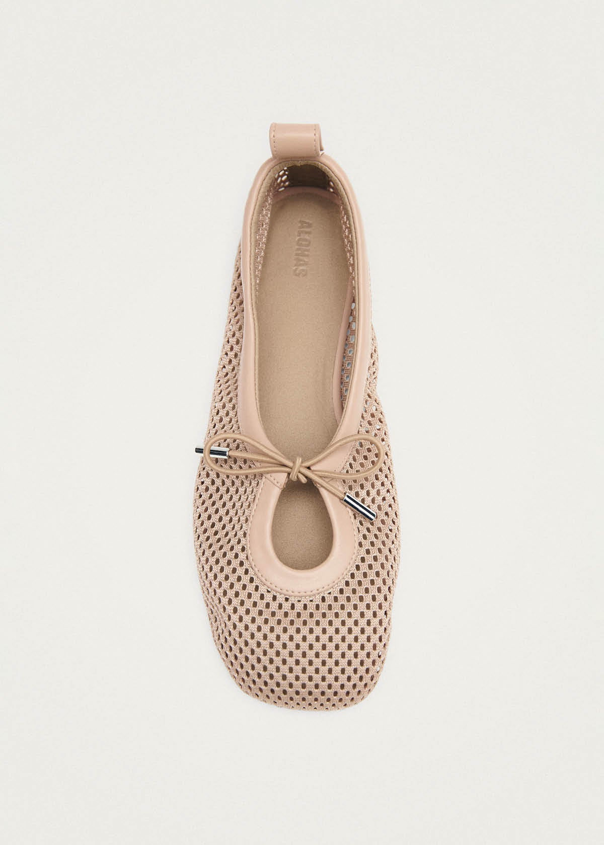 Rosalind Ballerinas aus beigem Netzstoff und Leder