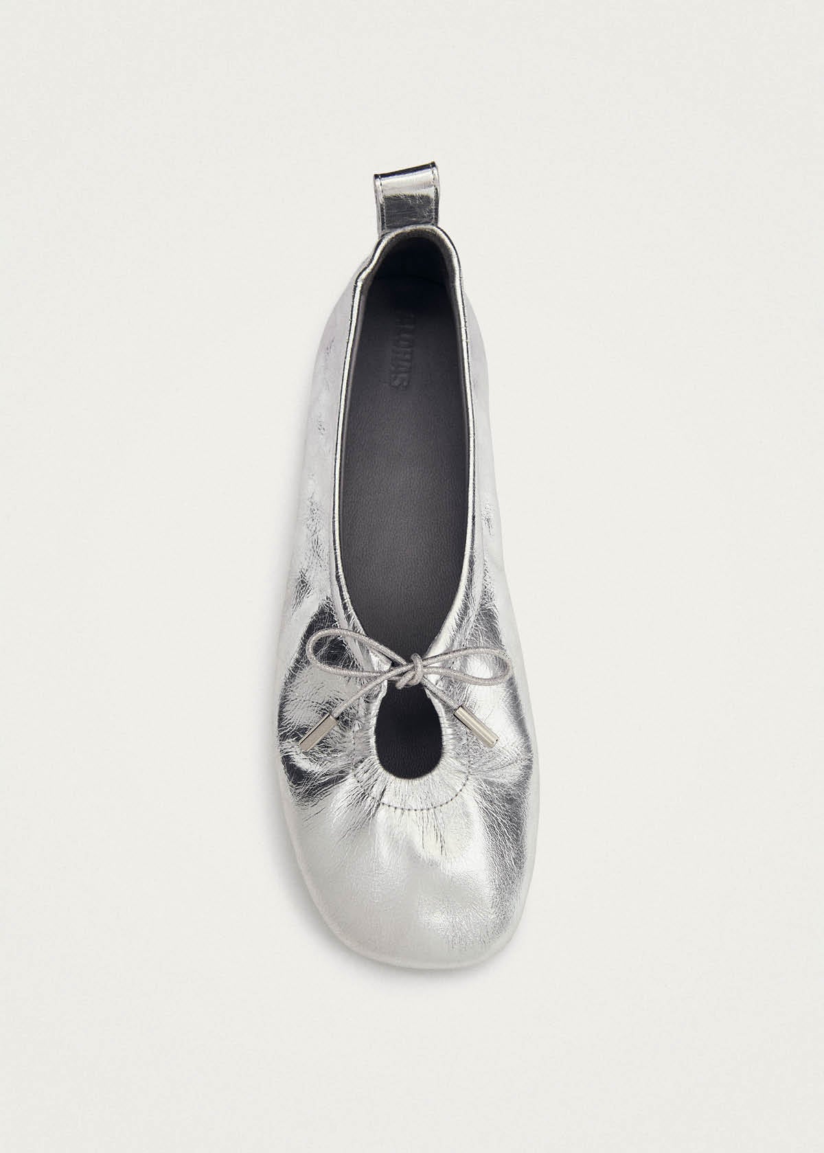 Rosalind Ballerinas aus silbernem Leder mit Schimmer-Effekt
