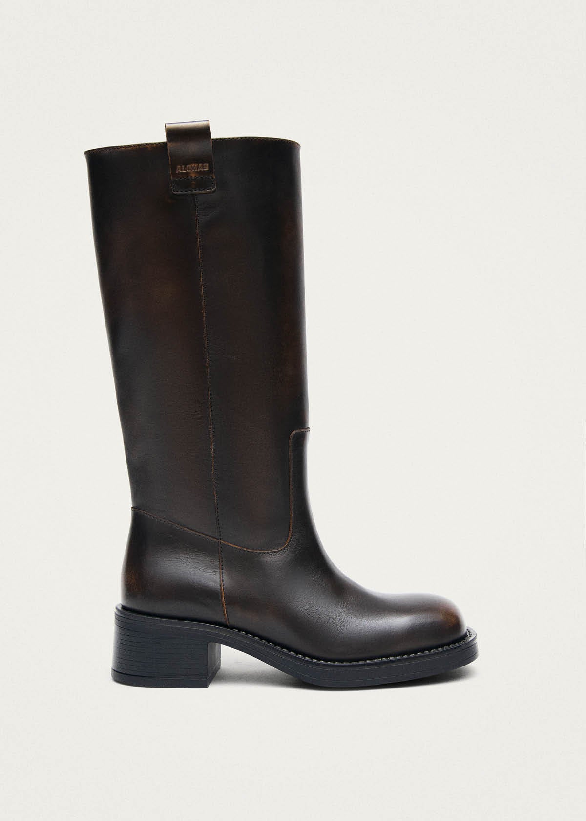 Sajan Vintage-Effekt Stiefel aus dunkelbraunem Leder