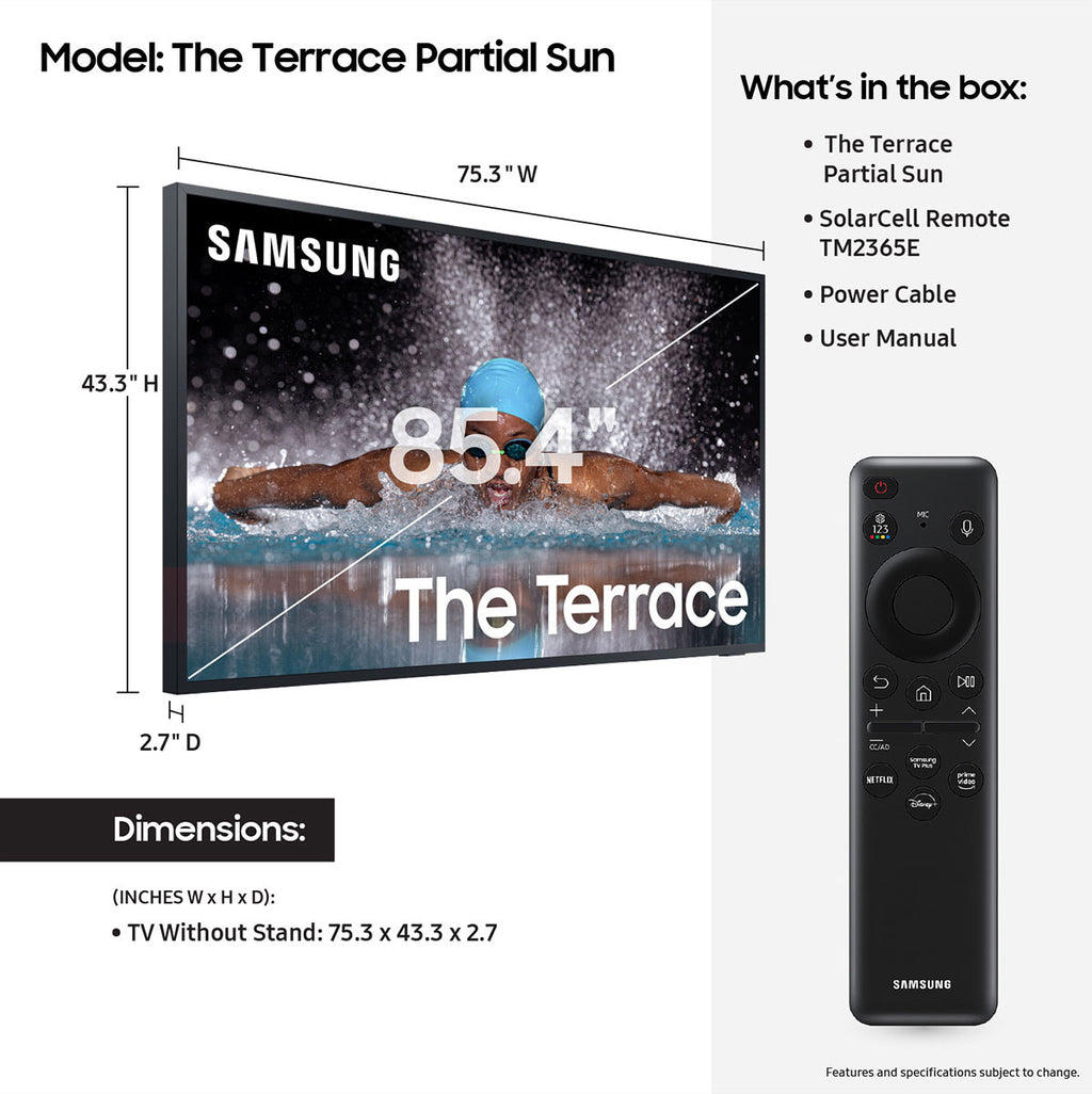 Samsung The Terrace Partial Sun LST7C Neo QLED 85-Inch 4K Smart in Titan Black - QN85LST7CAFXZA - image 9