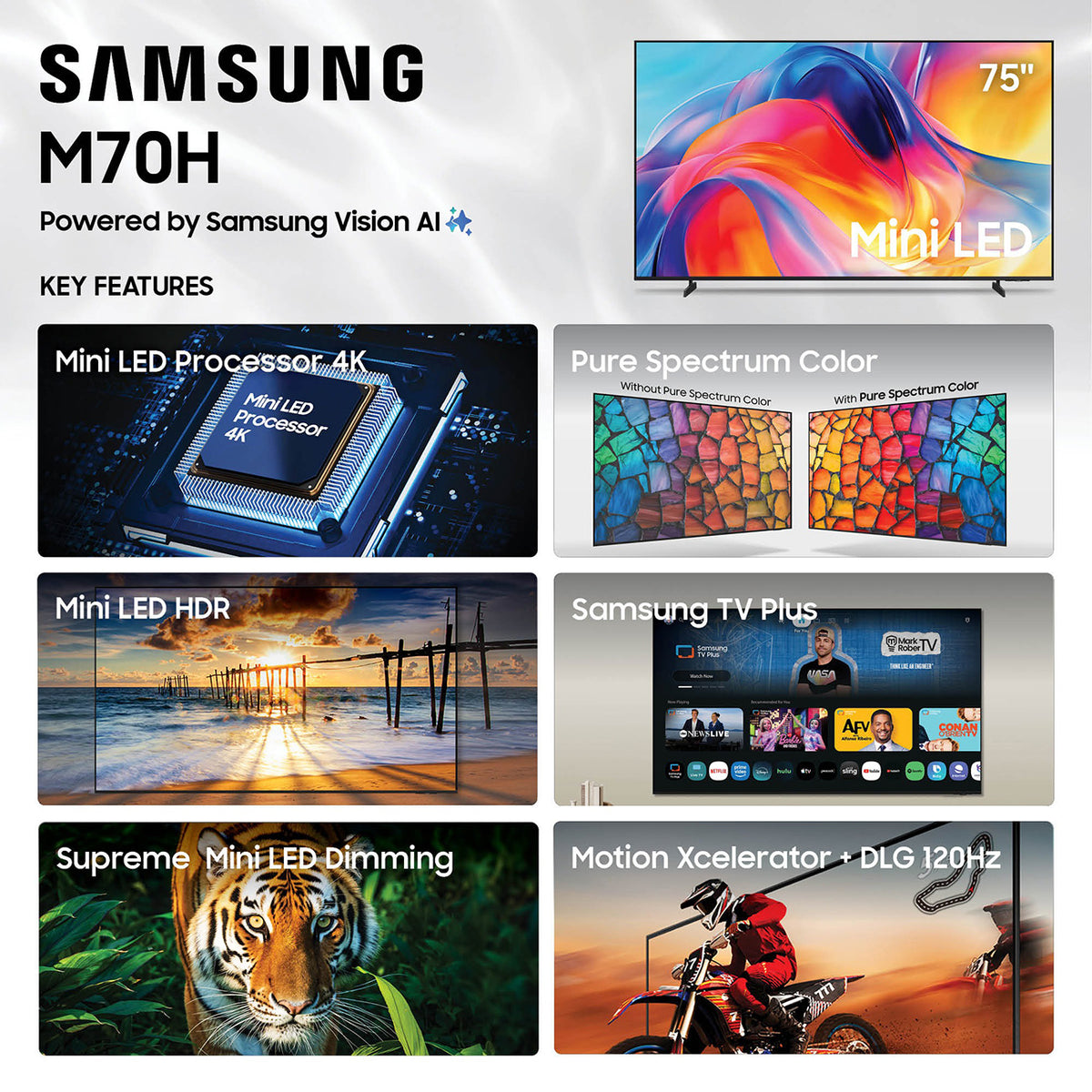 Samsung M70H Mini LED 4K UHD Smart TV 75-Inch with Samsung Vision AI - UN75M70HAFXZA - image 14