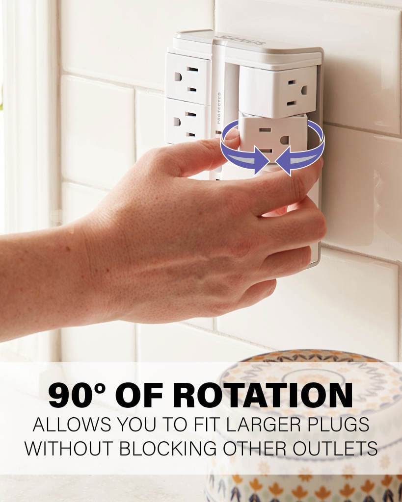 Sanus White 4 Rotating Outlets 2 USB Port Surge Protector - SA-OWSP42-W1 - image 2