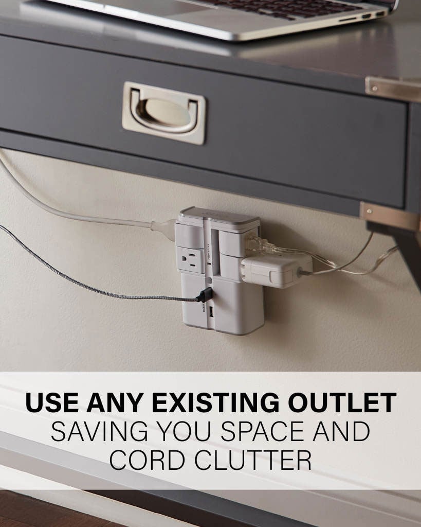 Sanus White 4 Rotating Outlets 2 USB Port Surge Protector - SA-OWSP42-W1 - image 3