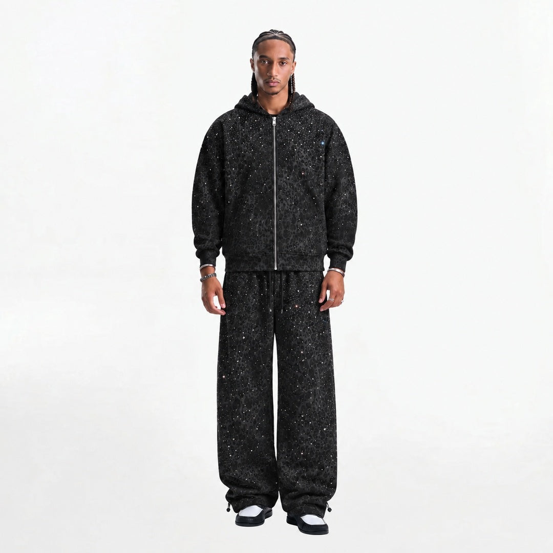 VYBES Black Leopard Sweatpants