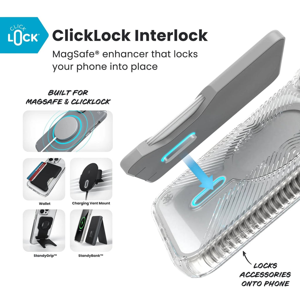 Speck Presidio Perfect-Clear Grip MagSafe with ClickLock Case for iPhone 18 Pro and iPhone 17 Pro in Clea - image 5