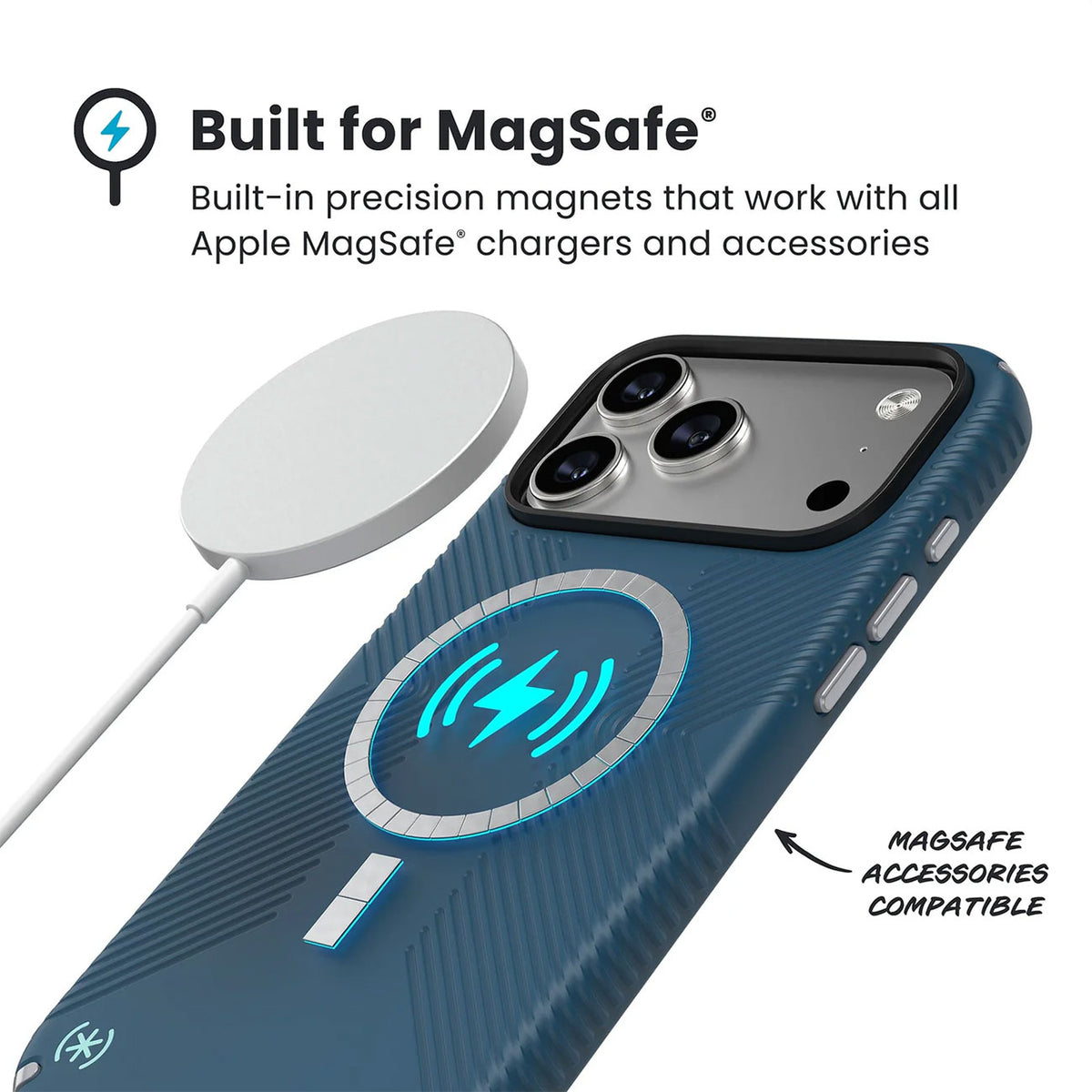 Speck Presidio2 Grip MagSafe Case for iPhone 17 Pro Max in Deep Sea/Silver Metallic - 150985-3261 - image 5