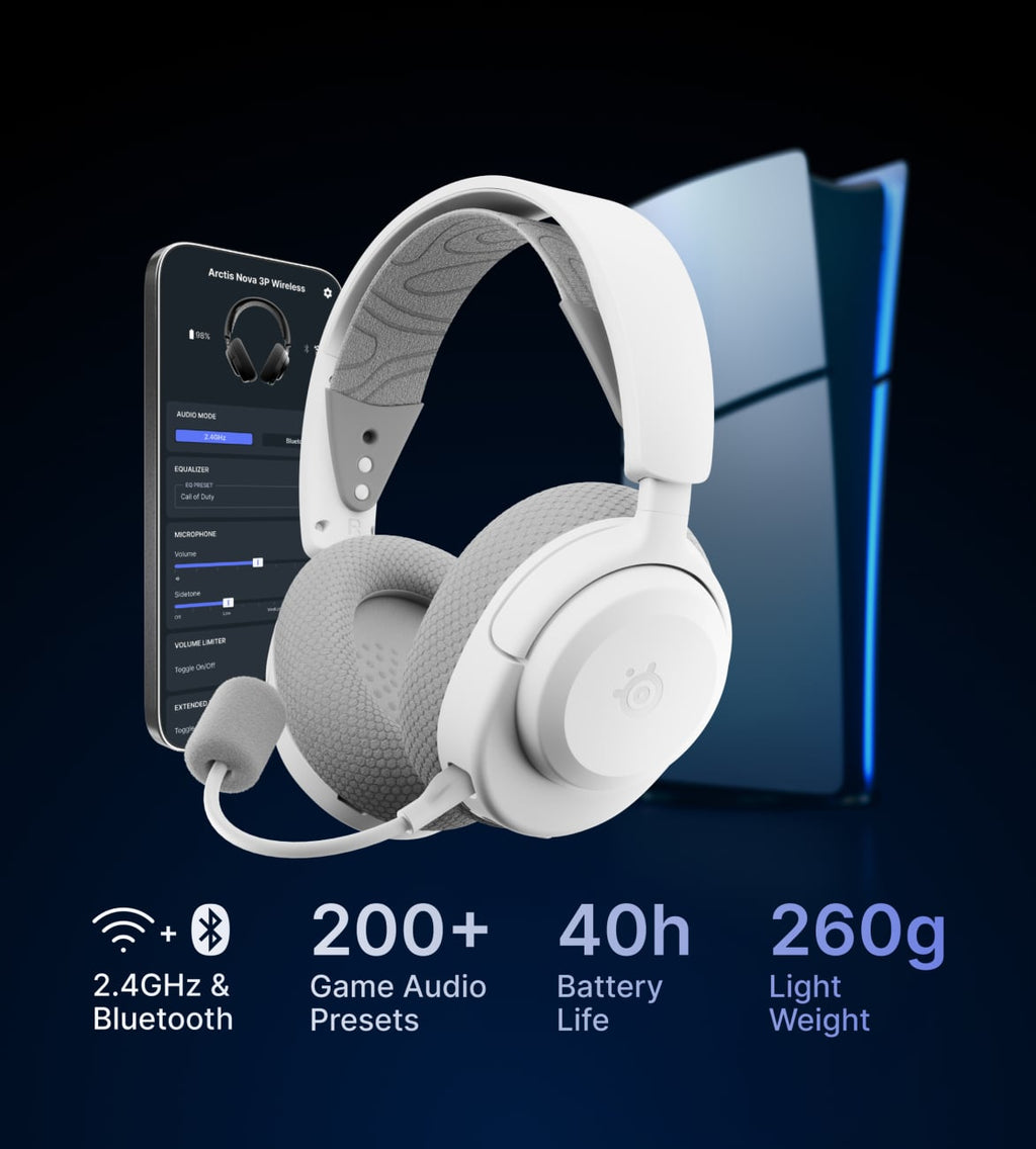 SteelSeries Arctis Nova 3P Wireless Gaming Headset for PlayStation in White - 61687 - image 6