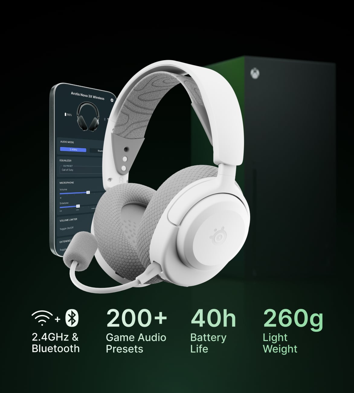 SteelSeries Arctis Nova 3X Wireless Gaming Headset for Xbox in White - 61690 - image 5