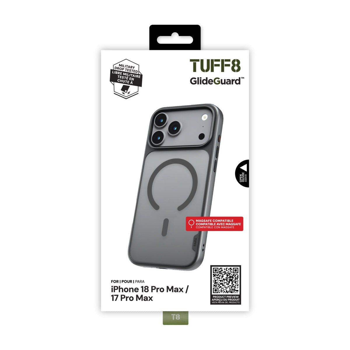 TUFF8 GlideGuard Case for iPhone 18 Pro Max and 17 Pro Max in Smoke Black - T8GG-IP1804BK - image 4