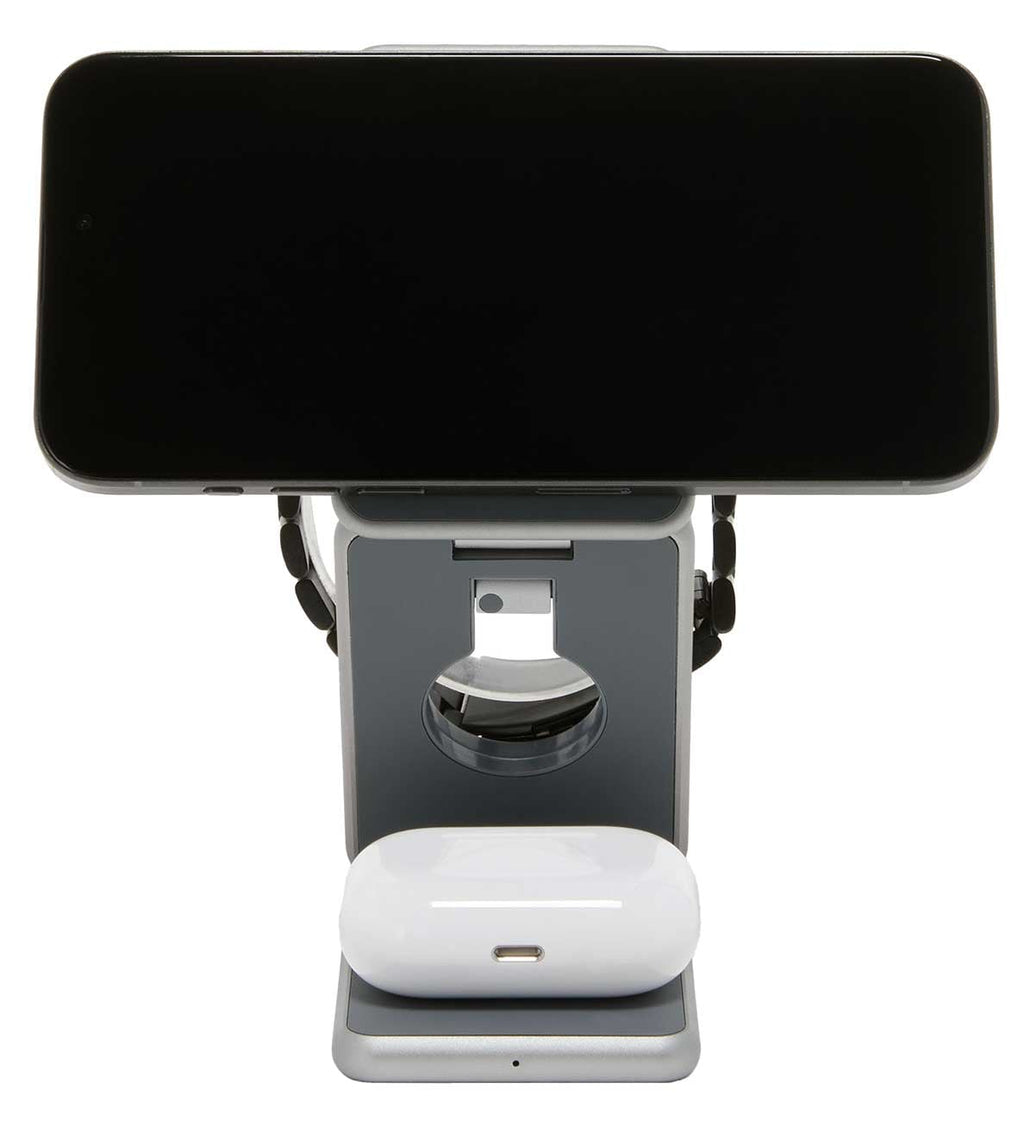 TUMI Electronics 3-in-1 Foldable Magnetic Wireless Charger in Grey - 153424-1408 - image 2