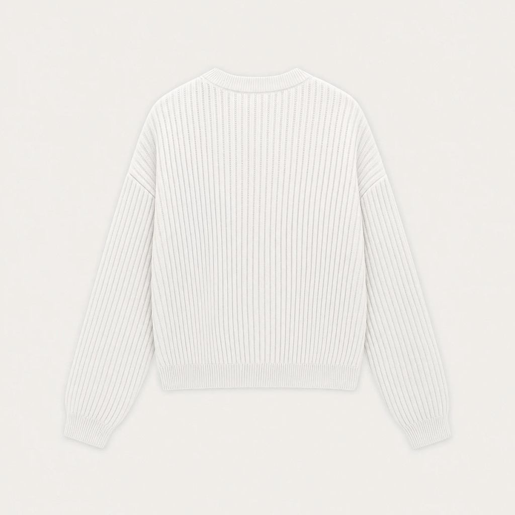 Ribbed Knit Sweater - White