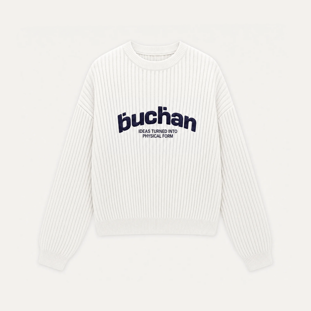 Ribbed Knit Sweater - White