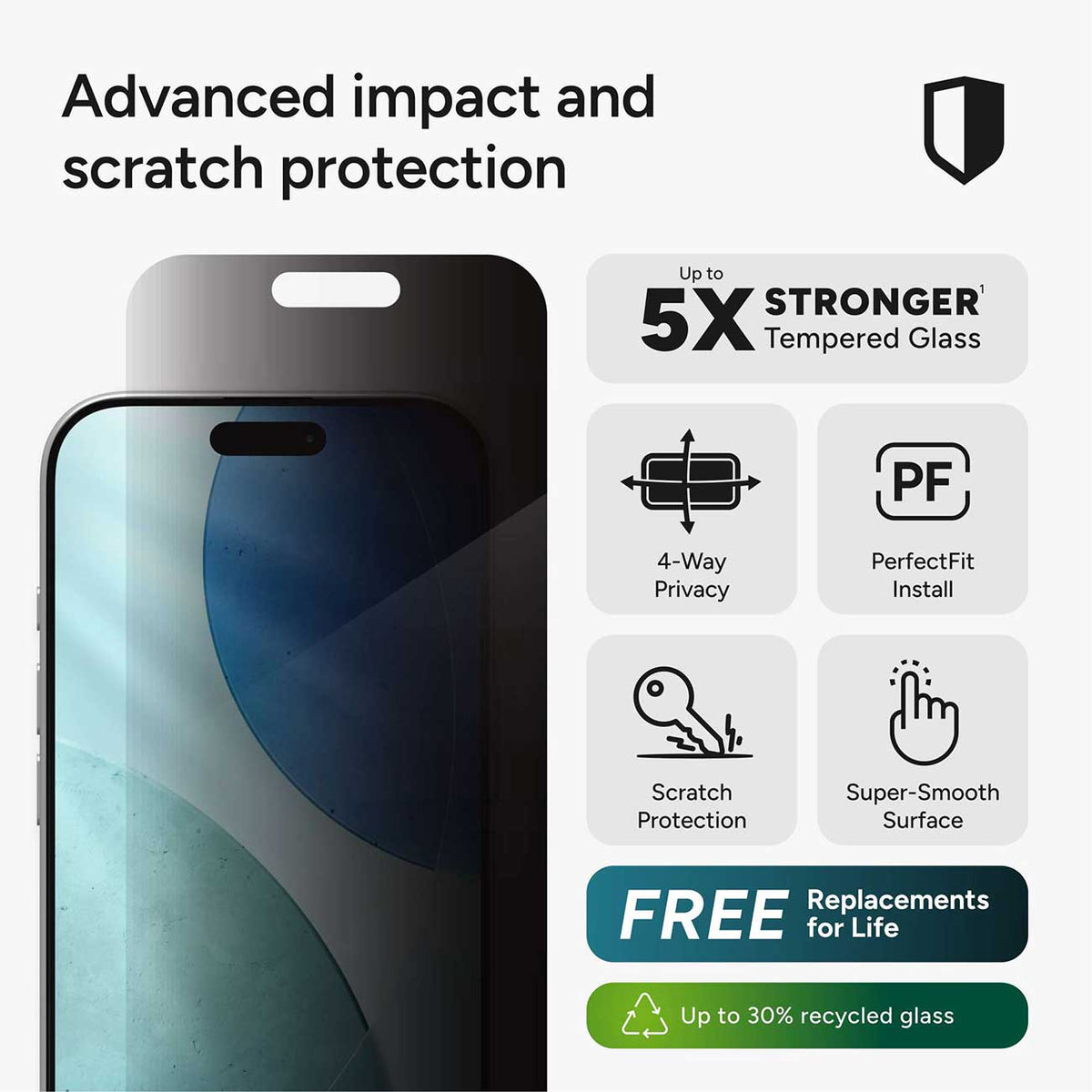Zagg Glass 4-Way Privacy XTR Apple iPhone 18 and iPhone 17 Screen Protector - 200118663 - image 2