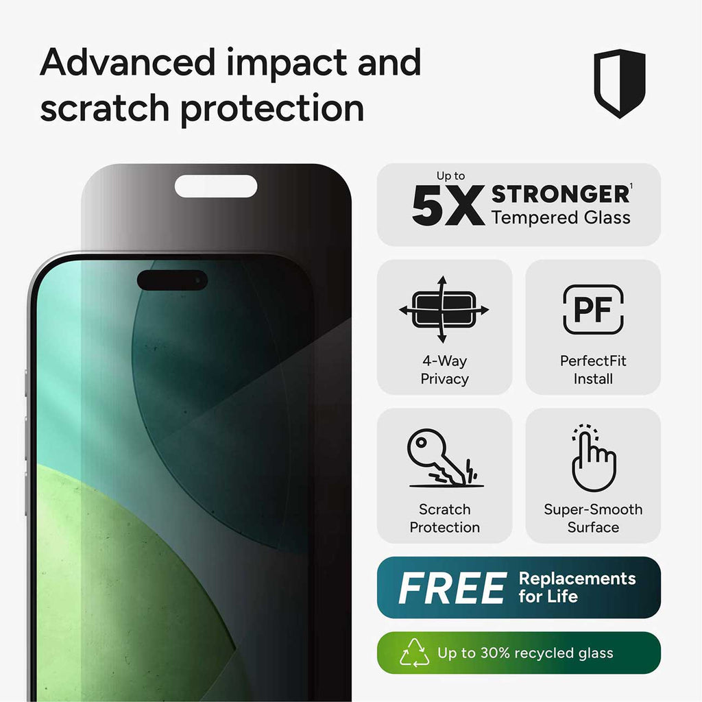 Zagg Glass 4-Way Privacy XTR Apple iPhone Air Screen Protector - 200118664 - image 2