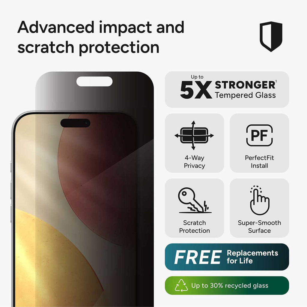 Zagg Glass 4-Way Privacy XTR Apple iPhone 18 Pro Max and iPhone 17 Pro Max Screen Protector - 200118666 - image 2