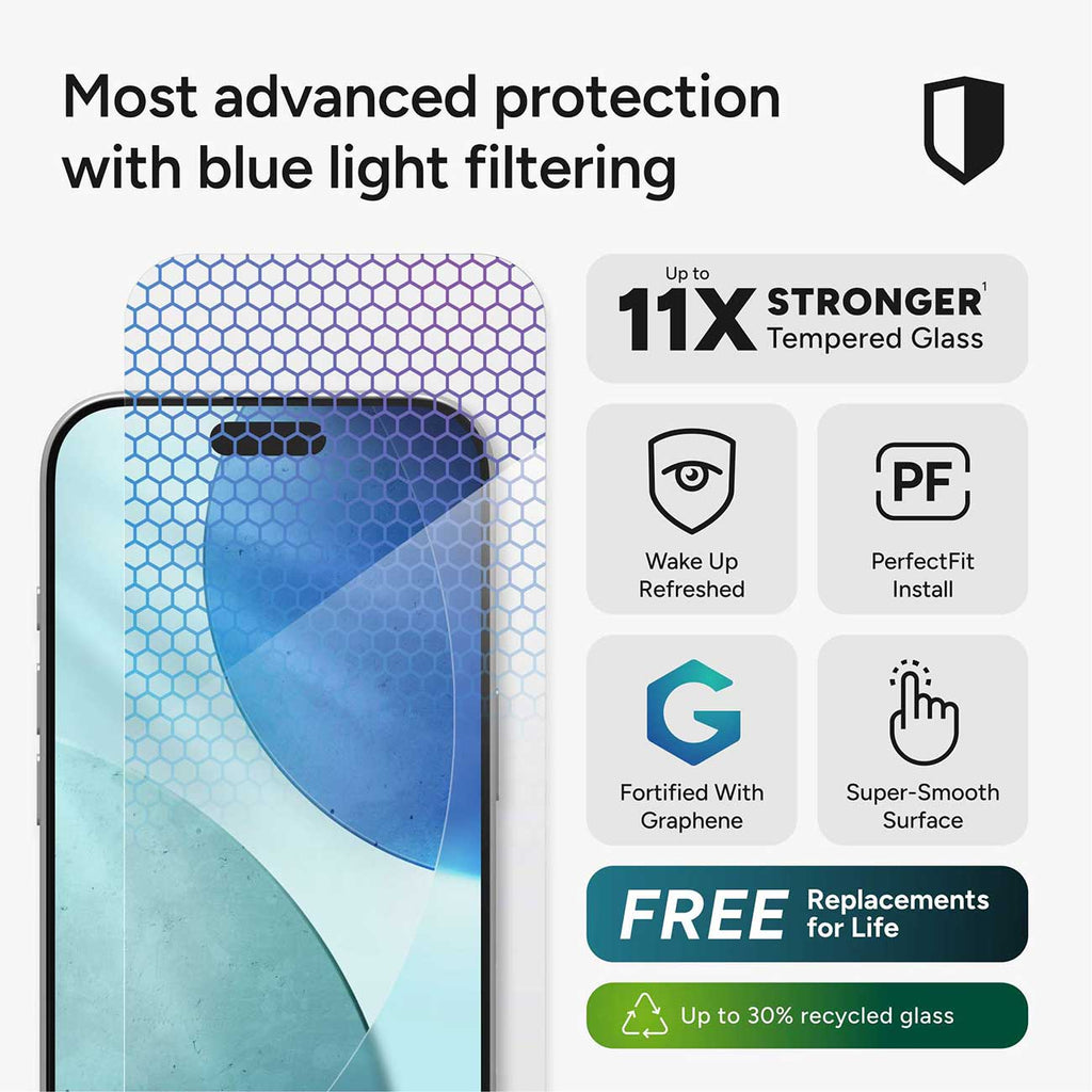 Zagg Glass XTR5 Apple iPhone 18 and iPhone 17 Blue Light Screen Protector - 200118667 - image 2