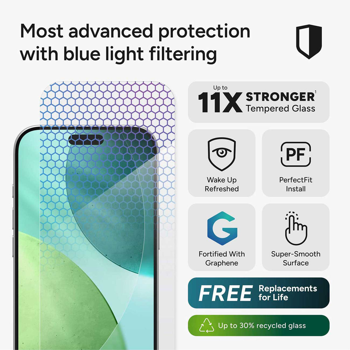 Zagg Glass XTR5 Apple iPhone Air Blue Light Screen Protector - 200118668 - image 2