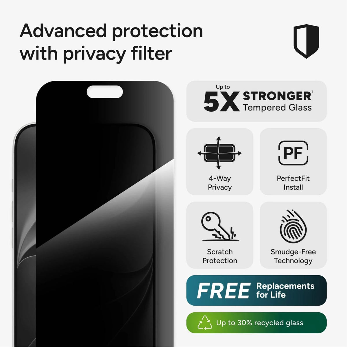 Zagg Glass 4-Way Privacy XTR Apple iPhone 18 Pro Max and iPhone 17 Pro Max Screen Protector - 200122066 - image 4