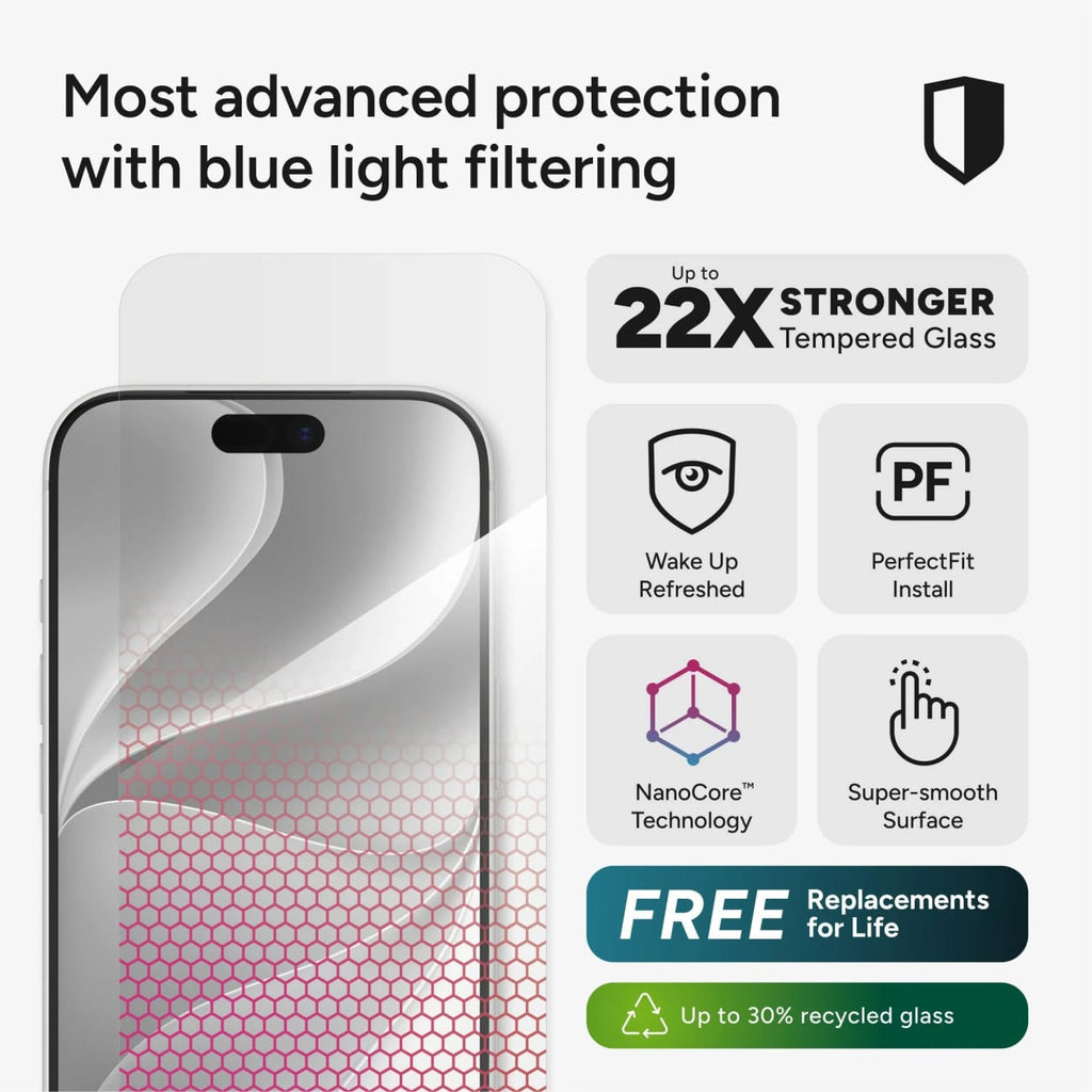 Zagg Glass XTR6 Blue Light Screen Protector  Apple iPhone 18 Pro and iPhone 17 Pro - 200122068 - image 2