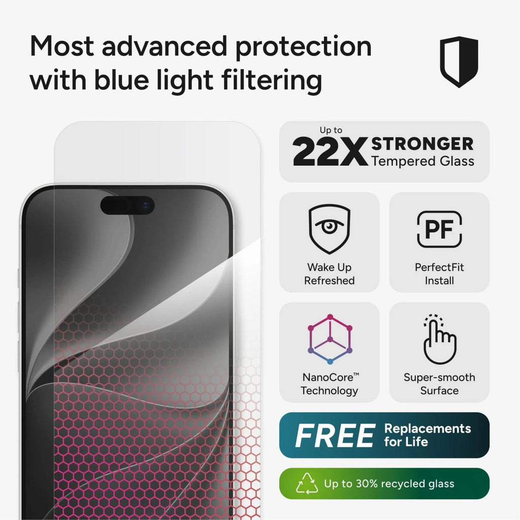 Zagg Glass XTR6 Blue Light Screen Protector for iPhone 18 Pro Max and iPhone 17 Pro Max - 200122069 - image 2