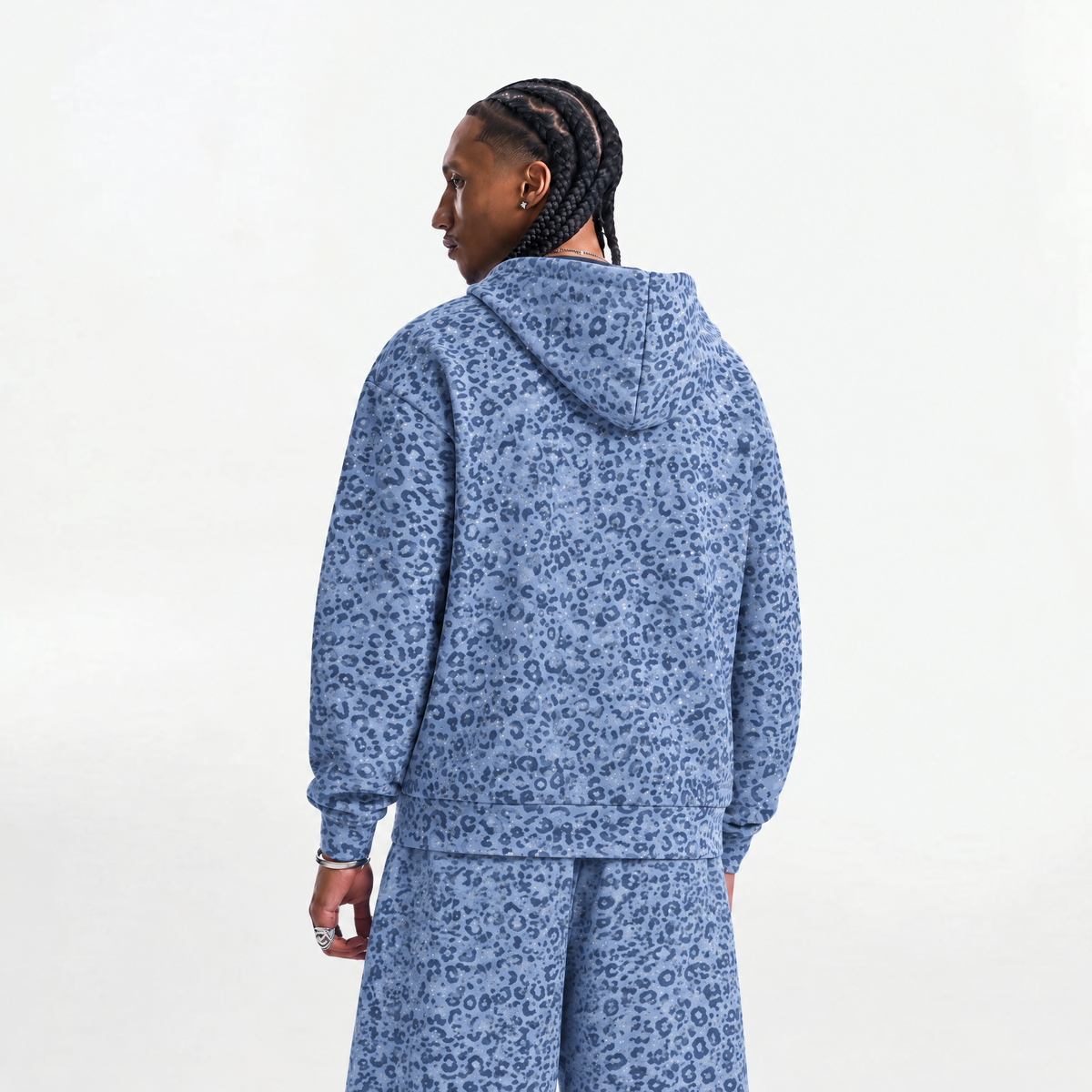 VYBES Blue Leopard Zip Up