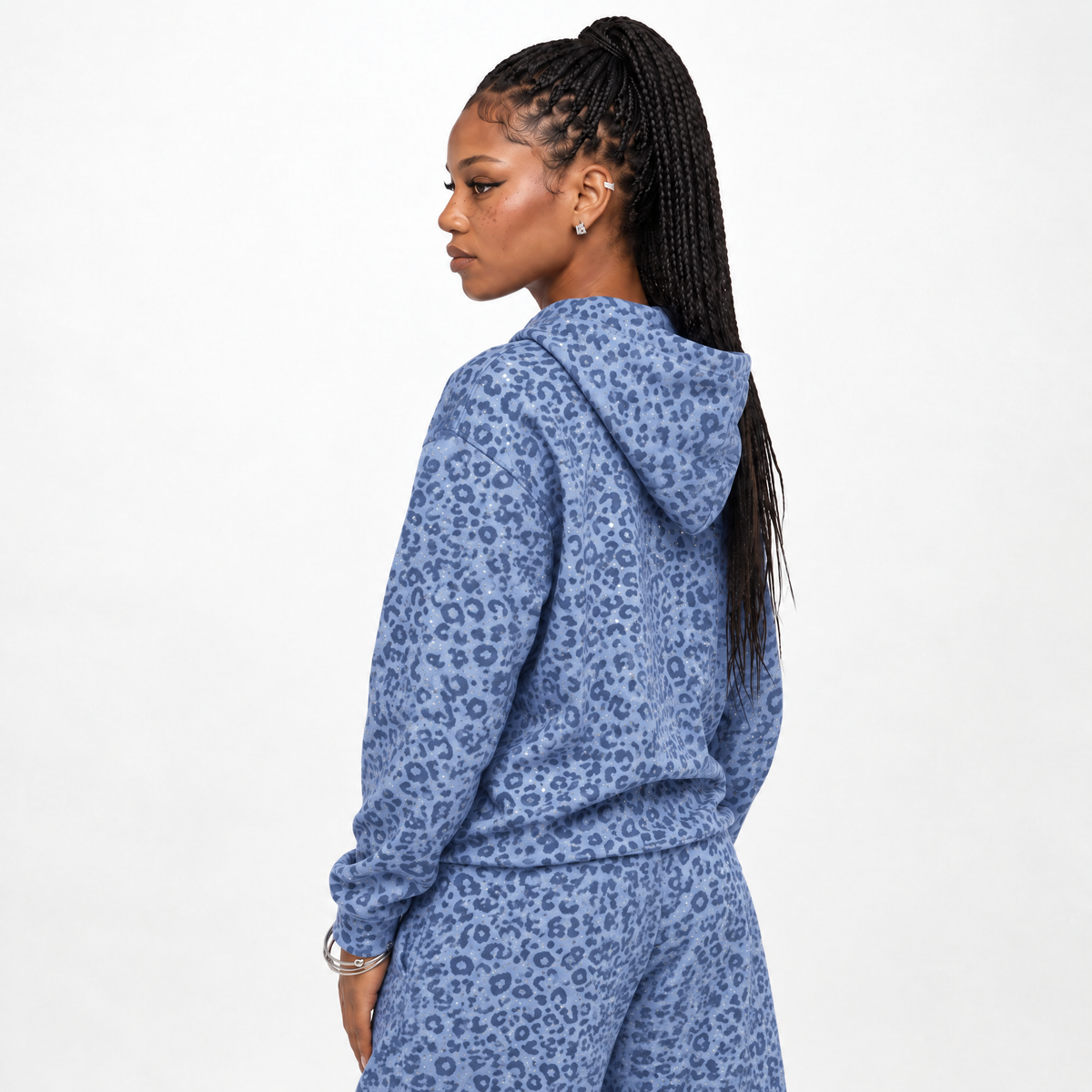 VYBES Blue Leopard Zip Up